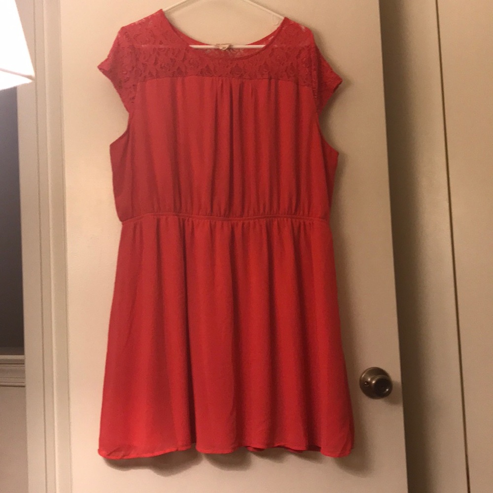 Coral and Lace Mini Dress - 3X